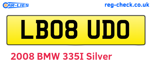 LB08UDO are the vehicle registration plates.