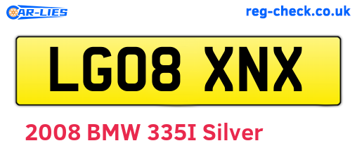 LG08XNX are the vehicle registration plates.
