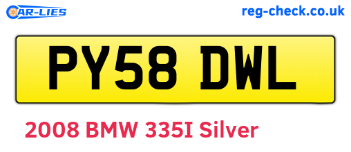 PY58DWL are the vehicle registration plates.