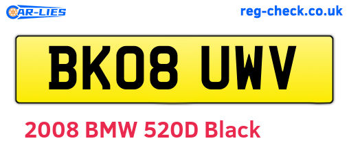 BK08UWV are the vehicle registration plates.