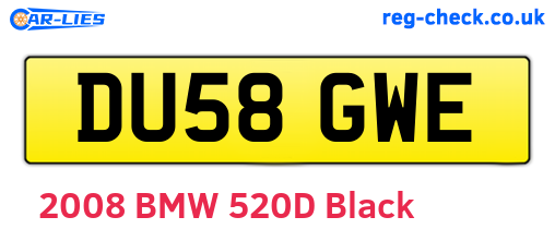 DU58GWE are the vehicle registration plates.