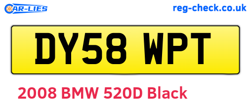 DY58WPT are the vehicle registration plates.