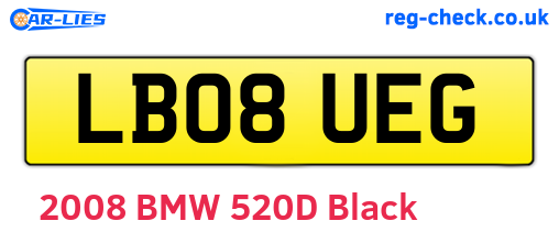 LB08UEG are the vehicle registration plates.