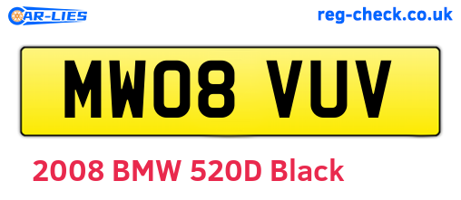 MW08VUV are the vehicle registration plates.