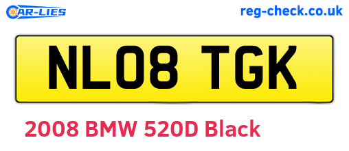 NL08TGK are the vehicle registration plates.