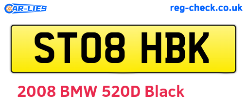 ST08HBK are the vehicle registration plates.