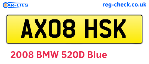 AX08HSK are the vehicle registration plates.