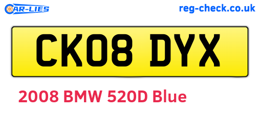 CK08DYX are the vehicle registration plates.