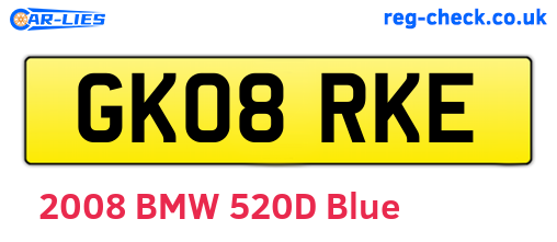 GK08RKE are the vehicle registration plates.