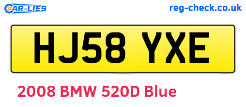 HJ58YXE are the vehicle registration plates.