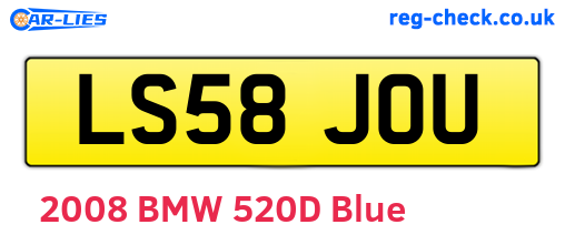 LS58JOU are the vehicle registration plates.