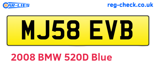 MJ58EVB are the vehicle registration plates.