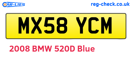MX58YCM are the vehicle registration plates.