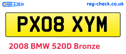 PX08XYM are the vehicle registration plates.