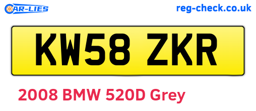 KW58ZKR are the vehicle registration plates.