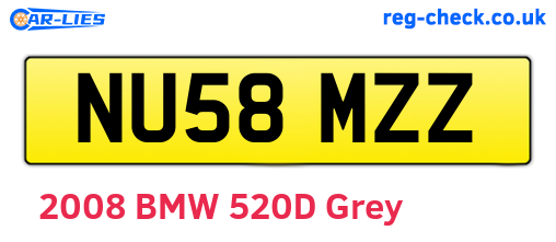 NU58MZZ are the vehicle registration plates.