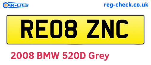 RE08ZNC are the vehicle registration plates.