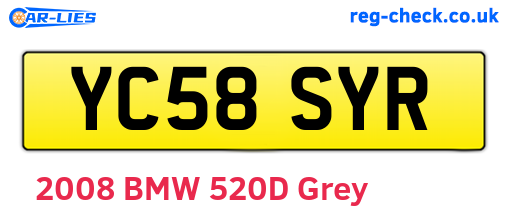 YC58SYR are the vehicle registration plates.
