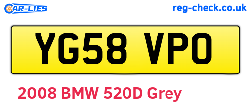 YG58VPO are the vehicle registration plates.
