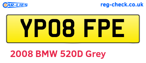 YP08FPE are the vehicle registration plates.