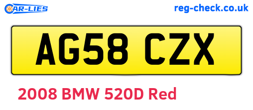 AG58CZX are the vehicle registration plates.