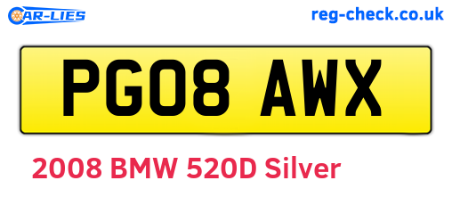 PG08AWX are the vehicle registration plates.