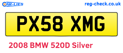 PX58XMG are the vehicle registration plates.