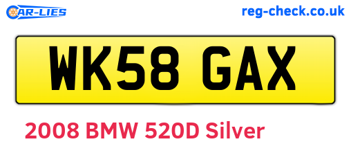 WK58GAX are the vehicle registration plates.