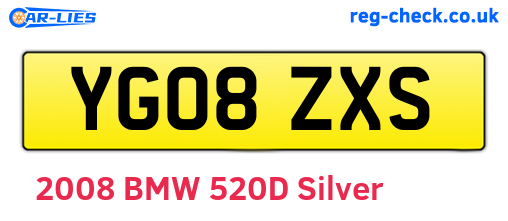 YG08ZXS are the vehicle registration plates.