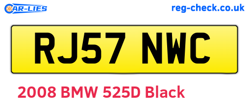 RJ57NWC are the vehicle registration plates.