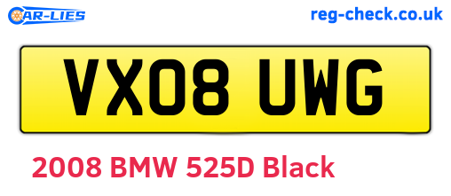 VX08UWG are the vehicle registration plates.