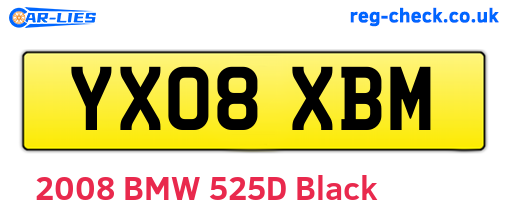 YX08XBM are the vehicle registration plates.