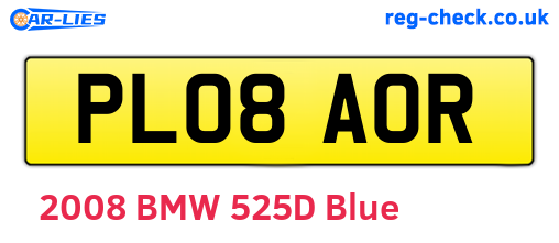 PL08AOR are the vehicle registration plates.