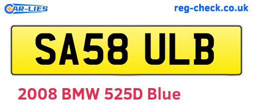 SA58ULB are the vehicle registration plates.