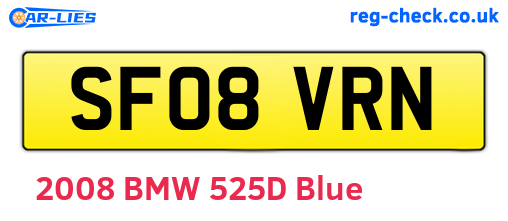 SF08VRN are the vehicle registration plates.