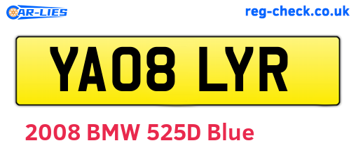 YA08LYR are the vehicle registration plates.