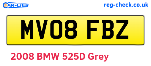 MV08FBZ are the vehicle registration plates.