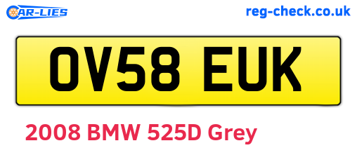 OV58EUK are the vehicle registration plates.