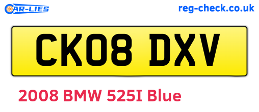 CK08DXV are the vehicle registration plates.