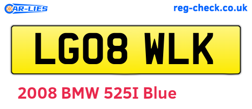 LG08WLK are the vehicle registration plates.