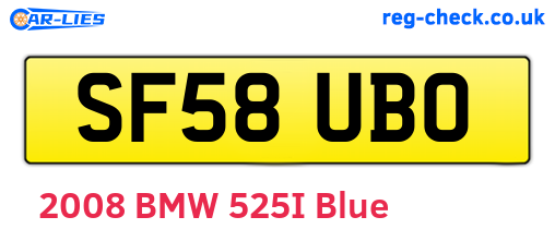 SF58UBO are the vehicle registration plates.