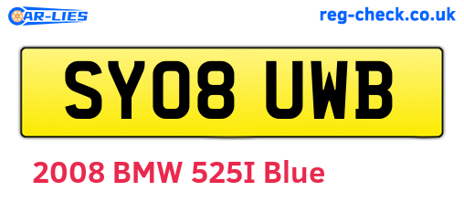 SY08UWB are the vehicle registration plates.