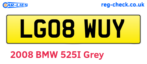 LG08WUY are the vehicle registration plates.