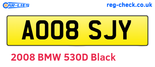 AO08SJY are the vehicle registration plates.