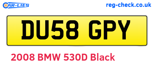 DU58GPY are the vehicle registration plates.
