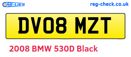DV08MZT are the vehicle registration plates.