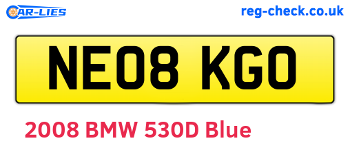 NE08KGO are the vehicle registration plates.