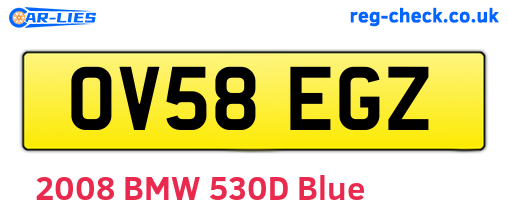 OV58EGZ are the vehicle registration plates.