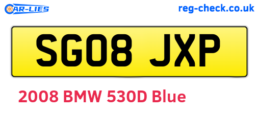 SG08JXP are the vehicle registration plates.