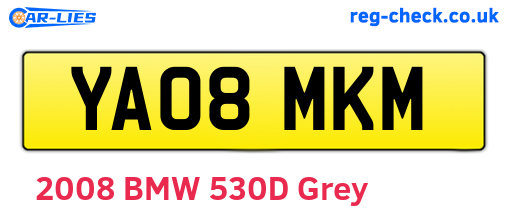 YA08MKM are the vehicle registration plates.